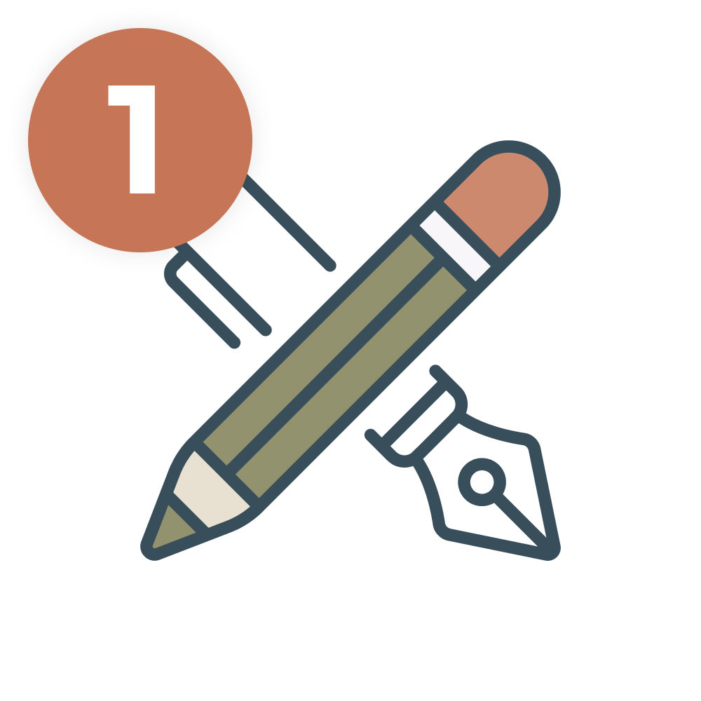 Icon of a pen and a pencil crossed in an X shape